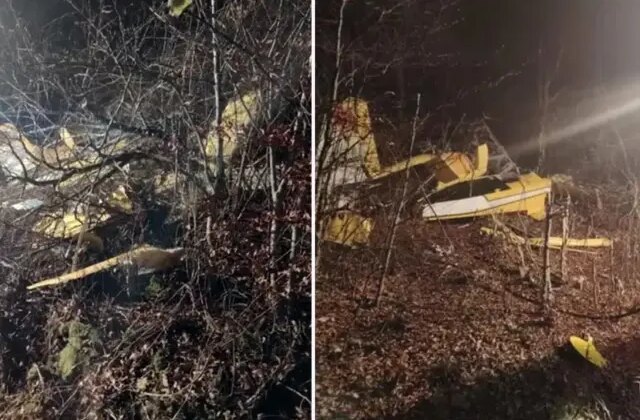İşte Hırvatistan’da düşen yangın söndürme uçağının enkazından görüntüler