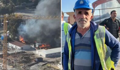 İzmir’de şantiyede dev yangın! İşçilerin kaldığı konteynerler küle döndü