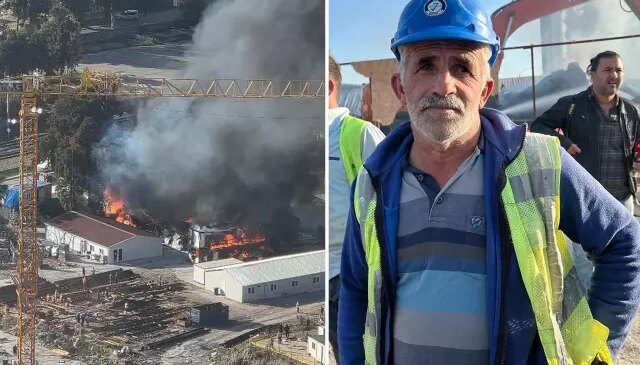 İzmir’de şantiyede dev yangın! İşçilerin kaldığı konteynerler küle döndü