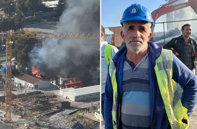 İzmir’de şantiyede dev yangın! İşçilerin kaldığı konteynerler küle döndü