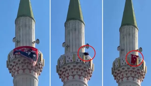 Kenti karıştıran bayrak iddiası! Görüntü elden ele dolaşıyor