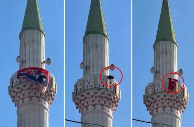 Kenti karıştıran bayrak iddiası! Görüntü elden ele dolaşıyor