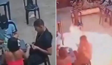 Kibriti yere attı, ortalık cehenneme döndü! Dehşet anları kamerada