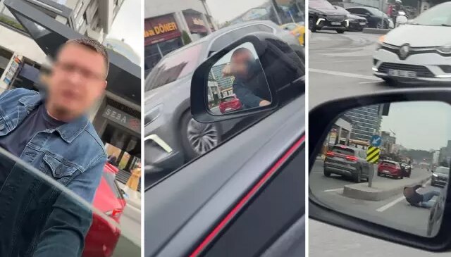 Trafikte tartıştığı sürücüye saldırmak isterken ölümden döndü