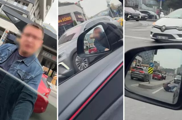 Trafikte tartıştığı sürücüye saldırmak isterken ölümden döndü