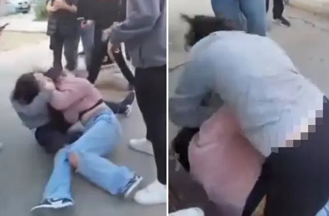 Kız öğrenciler, okul bahçesinde saç saça kavga etti