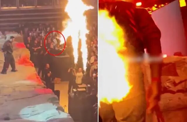 Lvbel C5 konserinde talihsiz kaza! Pantolonu bir anda alev aldı