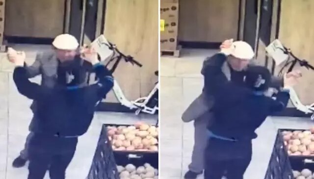 Market çalışanı, yaşlı amcayla böyle dans etti