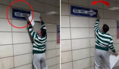 Metroya astığı tabela akılalmaz! Eşi görmese daha iyi