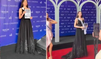 Miss Universe Türkiye Ceren Arslan siyahlara büründü, Atatürk’ün portresiyle yürüdü