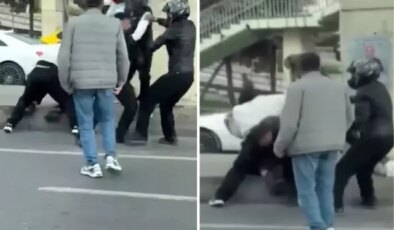 Motorcular birbirine girdi! Tekmeler ve yumruklar havada uçuştu