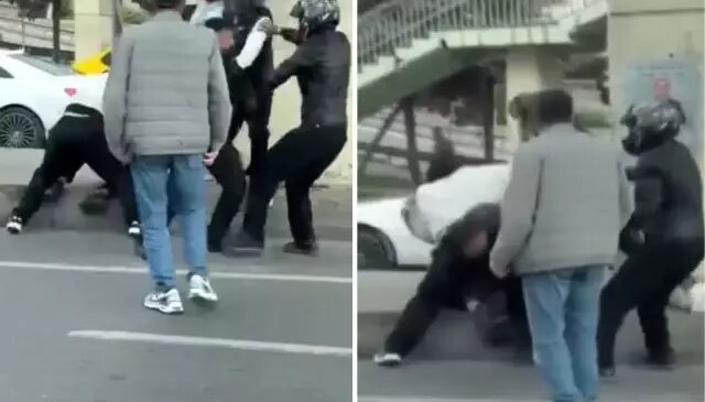 Motorcular birbirine girdi! Tekmeler ve yumruklar havada uçuştu