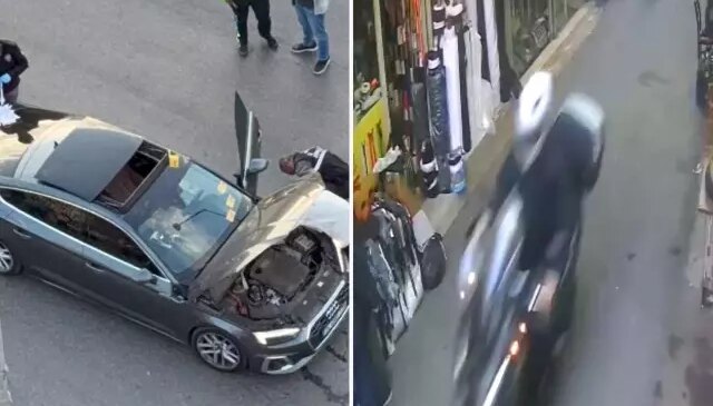 Motosikletli saldırgan, husumetlisini otomobilde tabancayla yaraladı