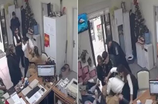 Muhtar ve vatandaş arasında kıyasıya kavga kamerada