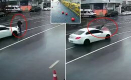 Otomobilin çarptığı yaşlı adam havada takla atıp 24 metre savruldu