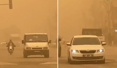 Şanlıurfa’da toz taşınımı! Şehir resmen kızıla boyandı