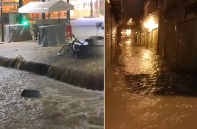 Sarı kodla uyarılan kentte denizle kara birleşti, tarihi çarşı göle döndü