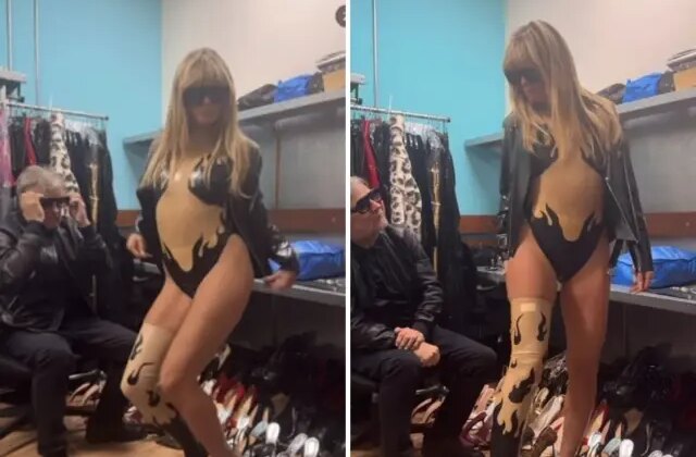 Süper model Heidi Klum, cesur lateks kombiniyle kamera karşısında büyüledi