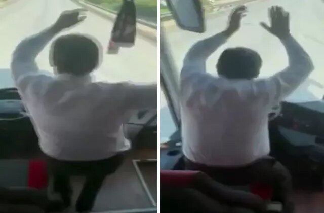 Tepkiler çığ gibi! Direksiyonu bırakıp oynamaya başladı