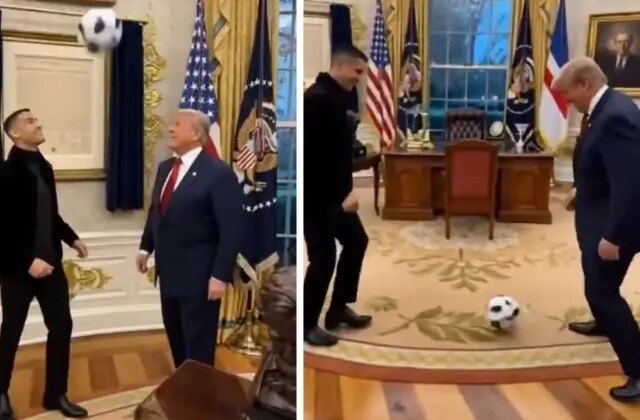 Trump ve Ronaldo, Oval Ofiste maç yaptı