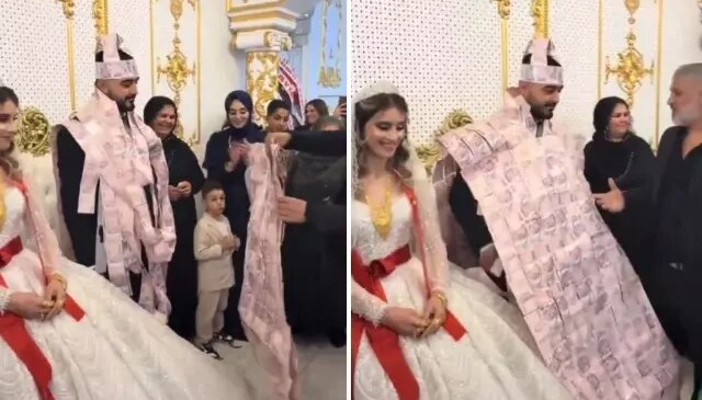 Yok böyle düğün! Damada, servet giydirdiler