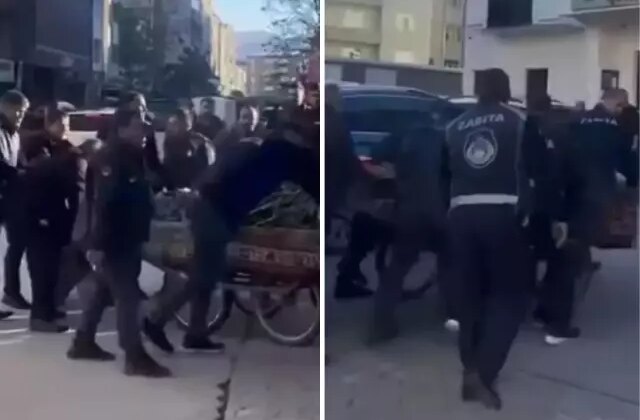 Zabıtalar, seyyar satıcının arabasını almak isteyince olanlar oldu