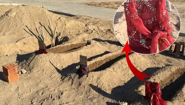 Yürekleri yakan görüntü! Mezar taşına sardılar