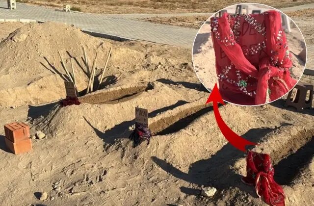 Yürekleri yakan görüntü! Mezar taşına sardılar