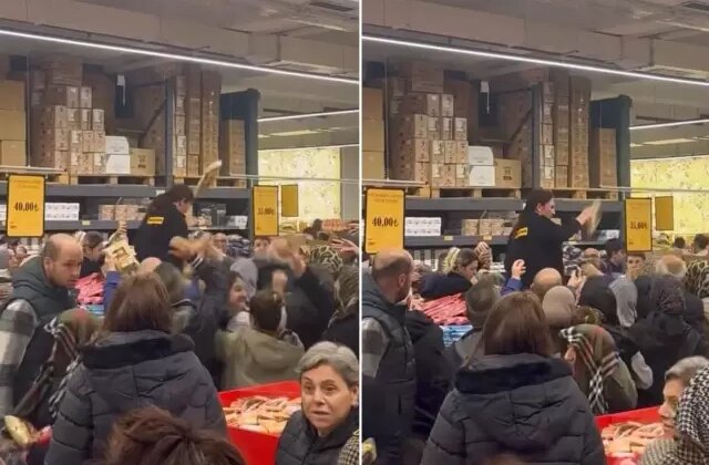 Zincir market indirim yaptı, vatandaşlar birbirini ezdi