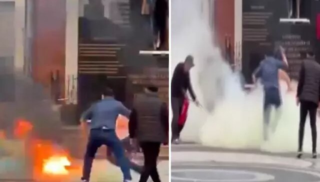 Dehşet anları! Kaymakamlığın önüne geldi, kendini ateşe verdi