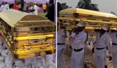 104 yaşındaki annesini altın tabutta defnetti