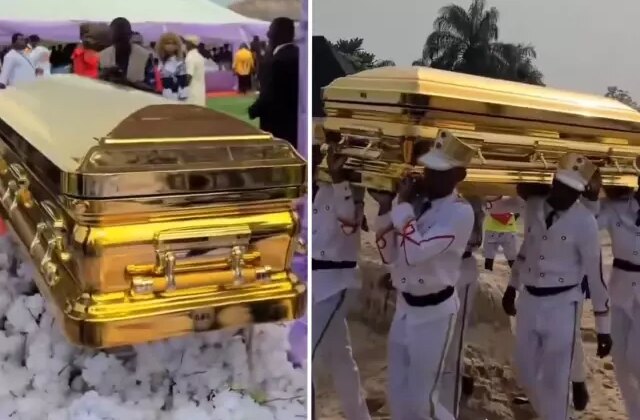 104 yaşındaki annesini altın tabutta defnetti