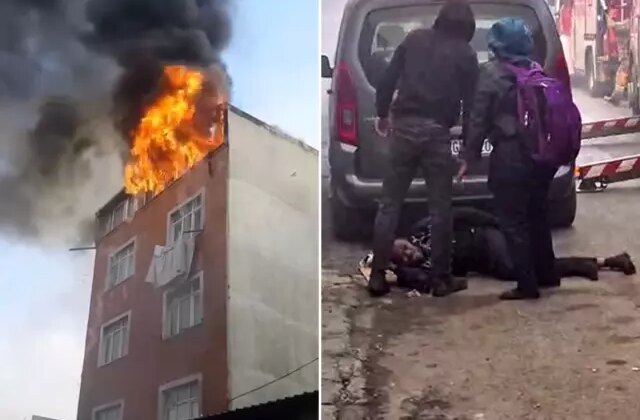 5 katlı binada çıkan yangında can pazarı! Camı kırıp aşağı atladı