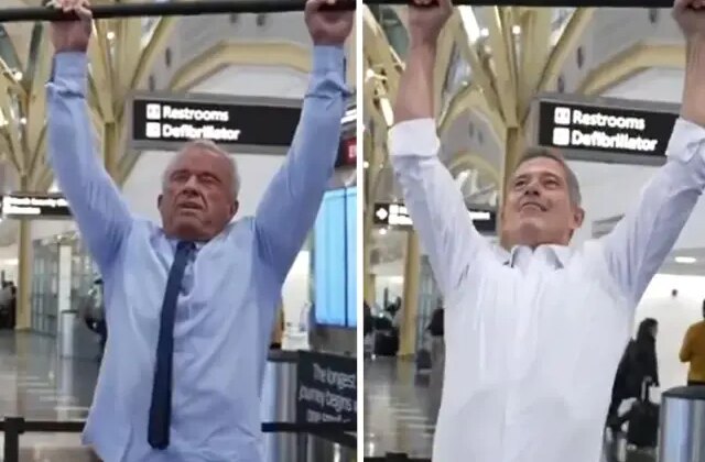 ABD’li bakanlar havalimanında barfiks yarışına girdi