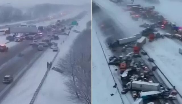 ABD’nin Indiana eyaletini kilitleyen kaza! 50 araç birbirine girdi