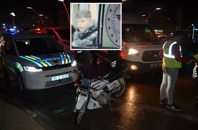 Aksaray’da ‘dur’ ihtarına uymayan motosikletli kaza yaptı