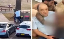 Dünya bu görüntüleri konuşuyor! Saldırgan, bir manav tarafından etkisiz hale getirilmiş