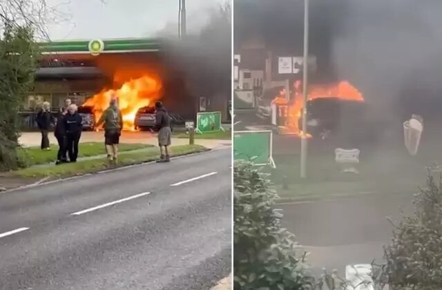 Benzin istasyonuna baltayla saldırdı, alev bir anda her yeri sardı