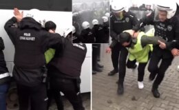 Bir garip tatbikat: Polisler meslektaşlarını coplayıp ters kelepçe taktı