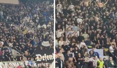 Bosnalı taraftarlardan Sırbistan Cumhurbaşkanı’na pankartlı tepki
