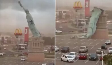 Brezilya’da fırtına dehşeti: 24 metrelik özgürlük heykeli devrildi