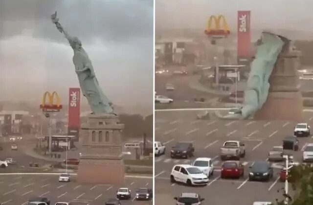 Brezilya’da fırtına dehşeti: 24 metrelik özgürlük heykeli devrildi