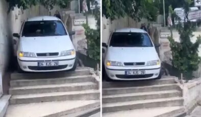 Bu otomobilin merdivenlerde olmasının nedeni çok ilginç