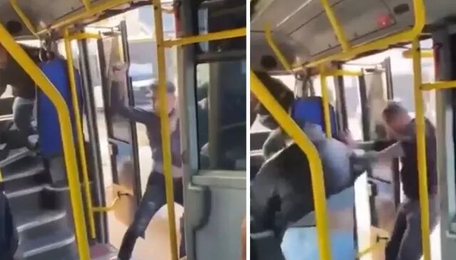 Otobüste korku dolu anlar! Pantolonundan çıkardığı satırla dehşet saçtı