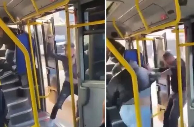 Otobüste korku dolu anlar! Pantolonundan çıkardığı satırla dehşet saçtı