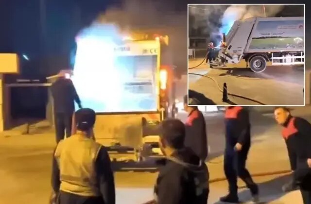 Çöp toplama sırasında kamyonu yandı, itfaiyeye sürdü