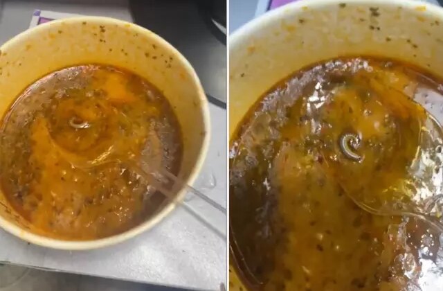 Çorbanın içinden çıkanlar mide bulandırdı