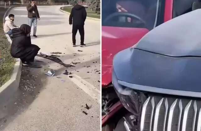 Direksiyon sınavında kurs aracı TOGG ile çarpıştı, sonuç inanılmaz