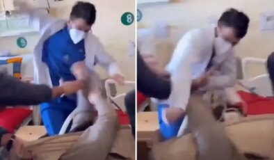 Doktordan boş yatağa uzanan hastaya feci dayak