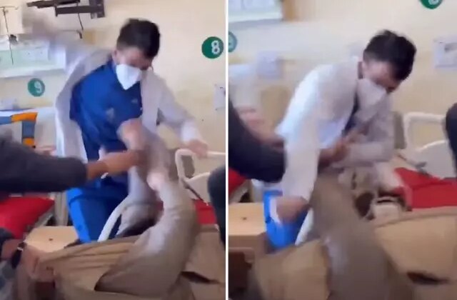 Doktordan boş yatağa uzanan hastaya feci dayak